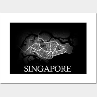 Singapore Map - Cartography Artwork Posters and Art